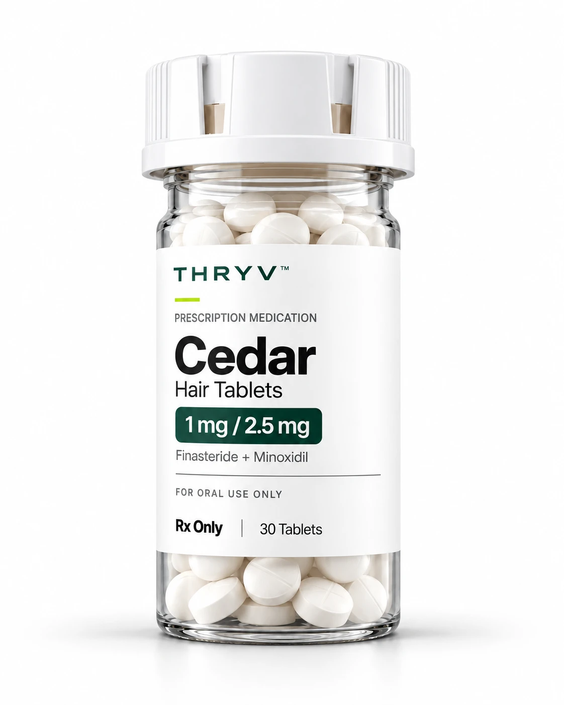 Thryv Cedar Hair Tablet development bottle artwork